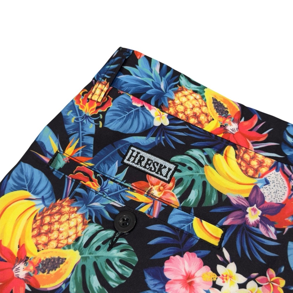 Hreski Men's Sz 40 Multicolor Pineapple Fruit Floral Performance 10" Golf Shorts